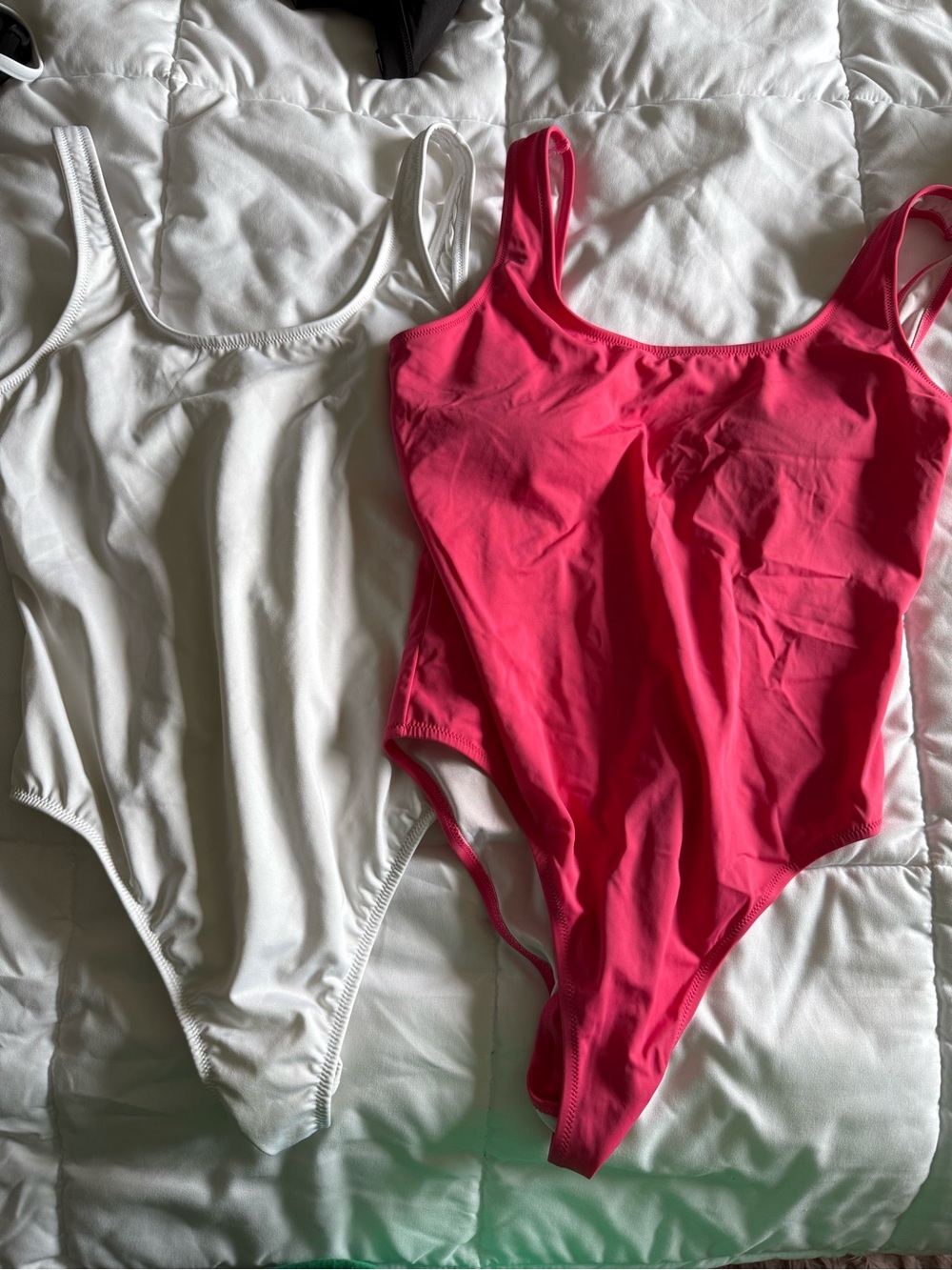 VS PINK - One-Piece Swimsuit — White & Hot Pink
